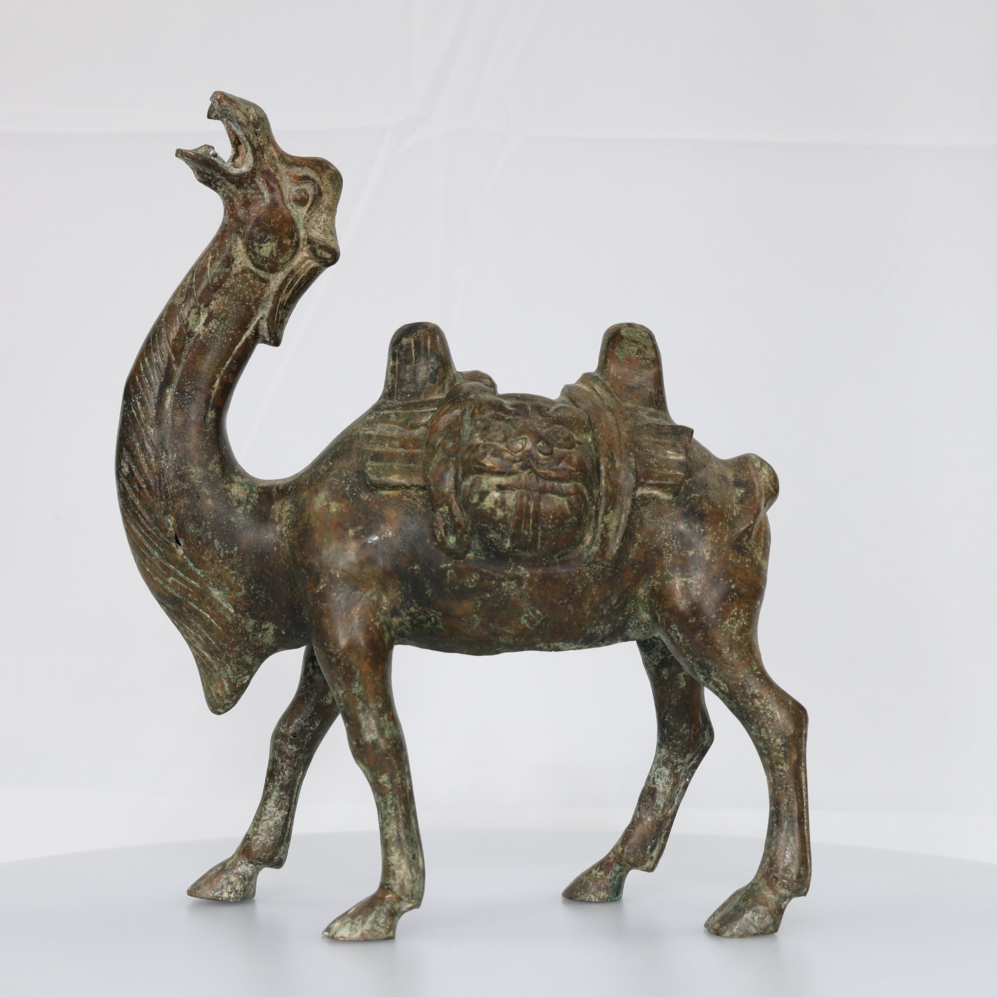 Antique Old Chinese Bronze Ware Dynasty Animal two-humped camel llama Statue
