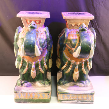 Vintage Table Top Ceramic Elephant Plant Stand Figurine